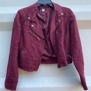Suede maroon moto jacket